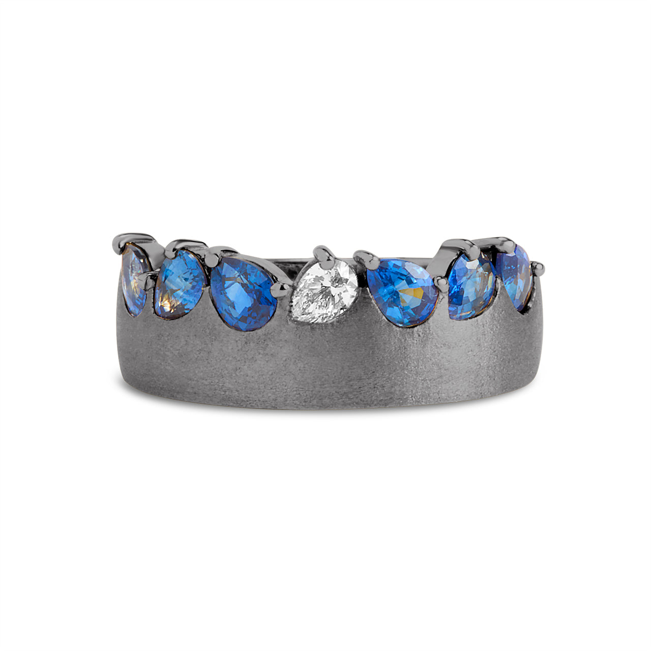 Sapphire & Diamond Pear Duet Band