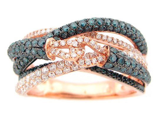 IRR BLUE & WHITE DIAMOND RING, 14KR (R)