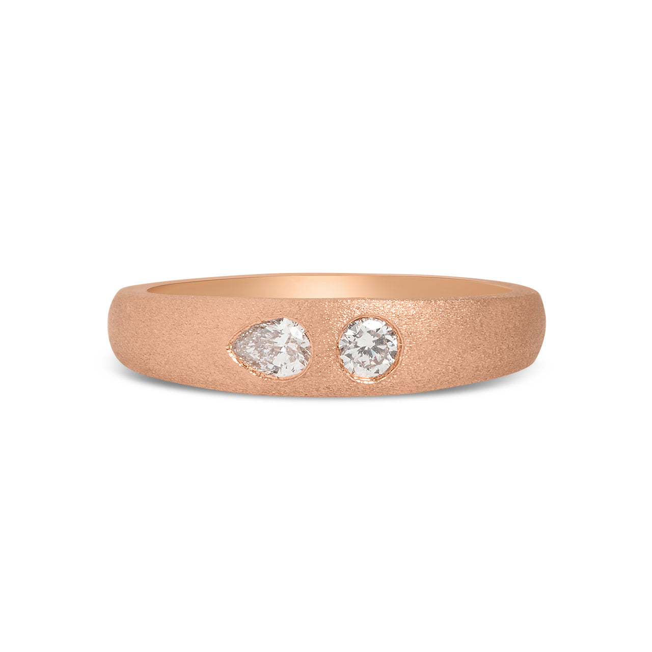 Diamond Pear & Round Flush Toi Et Moi Band
