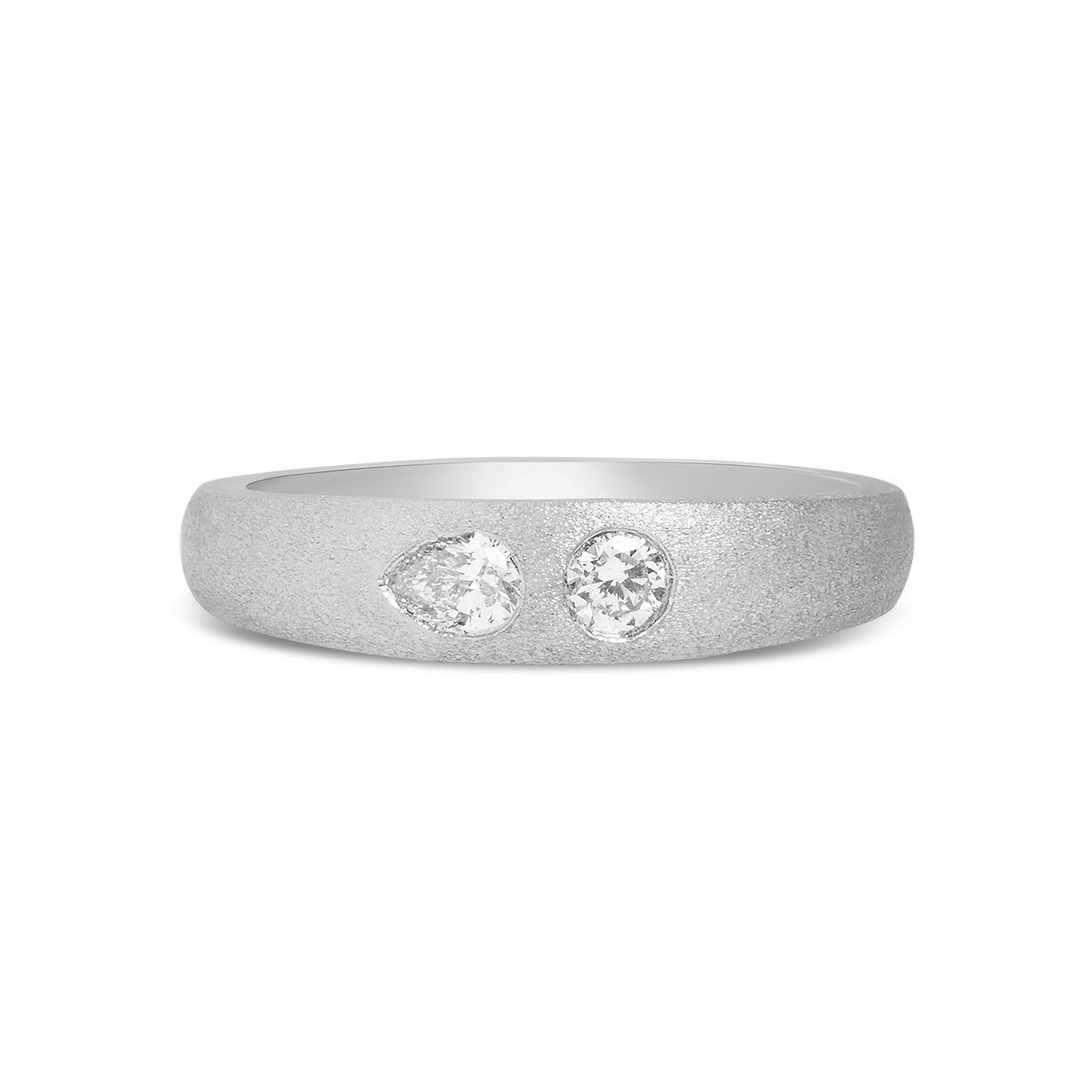 Diamond Pear & Round Flush Toi Et Moi Band