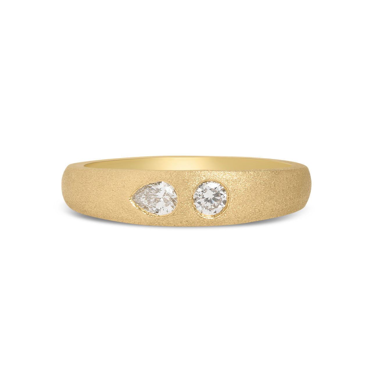 Diamond Pear & Round Flush Toi Et Moi Band