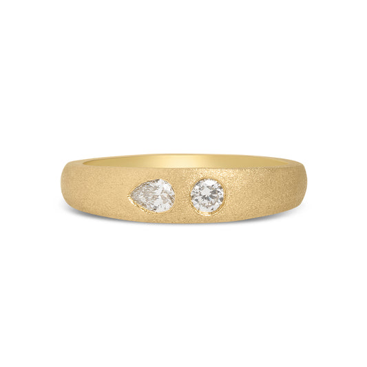 Diamond Pear & Round Flush Toi Et Moi Band