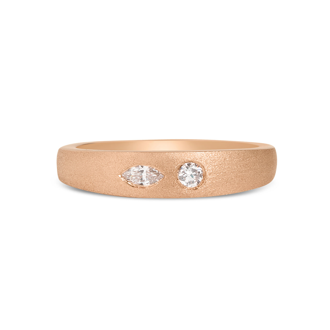 Diamond Marquise & Round Flush Toi Et Moi Band