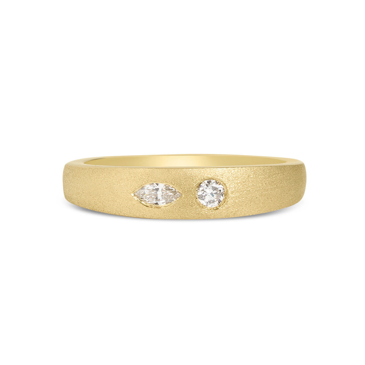 Diamond Marquise & Round Flush Toi Et Moi Band