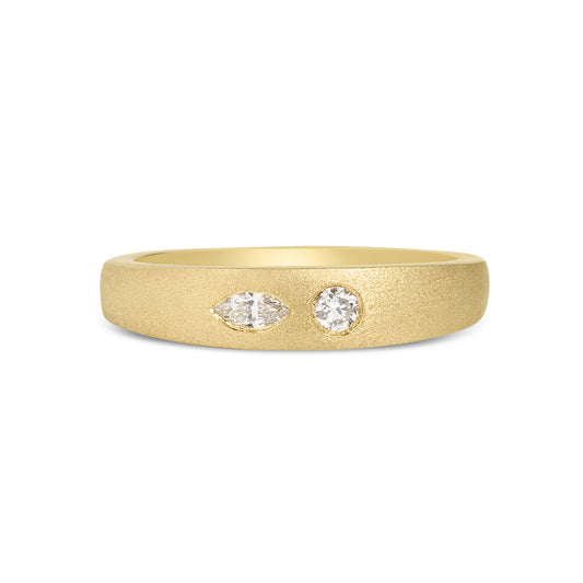 Diamond Marquise & Round Flush Toi Et Moi Band