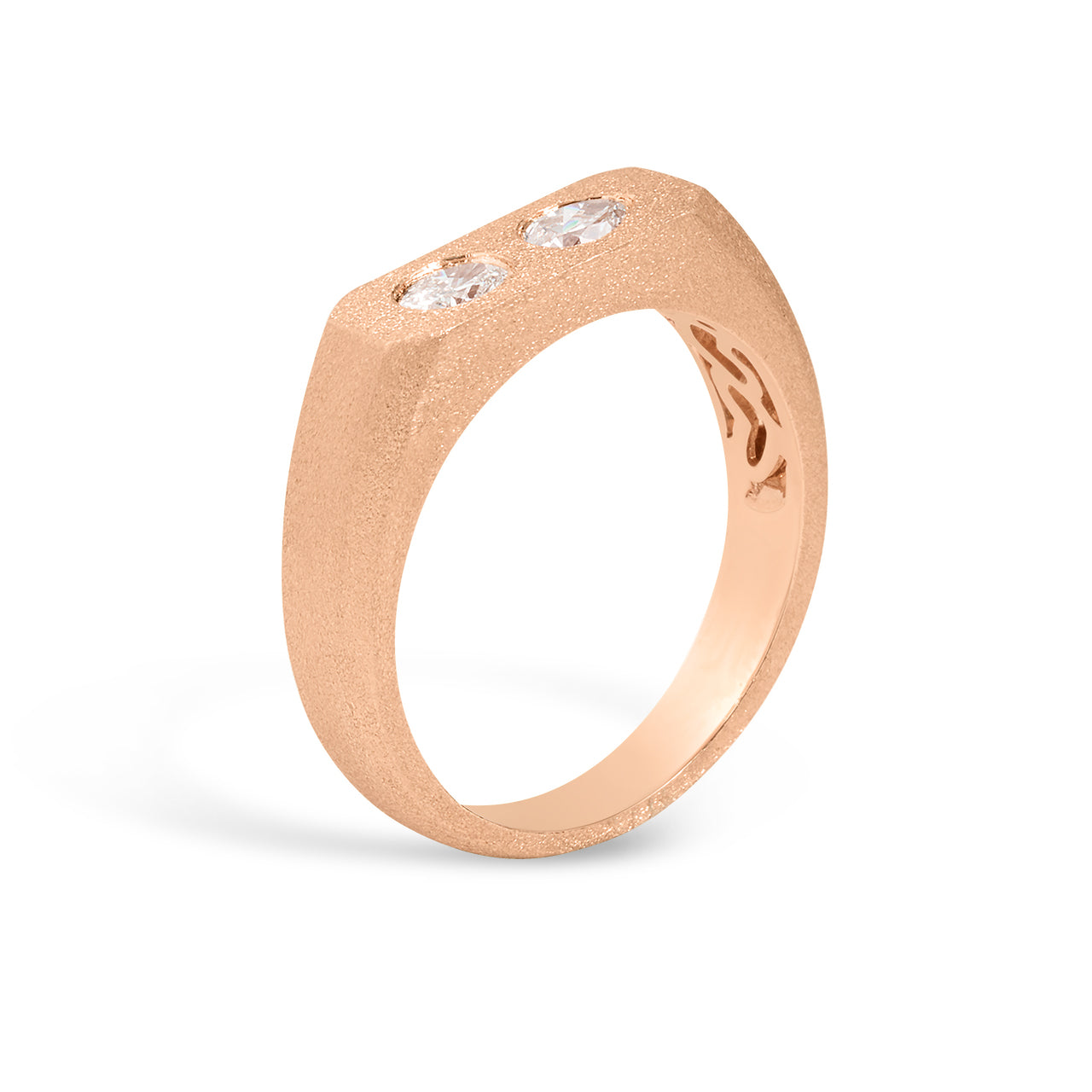 Diamond Pear & Oval Flush Toi Et Moi Signet Band