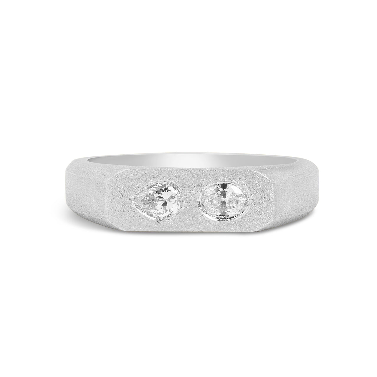 Diamond Pear & Oval Flush Toi Et Moi Signet Band