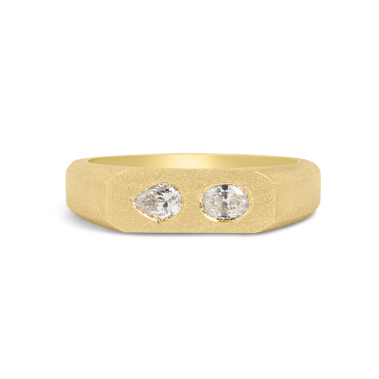 Diamond Pear & Oval Flush Toi Et Moi Signet Band