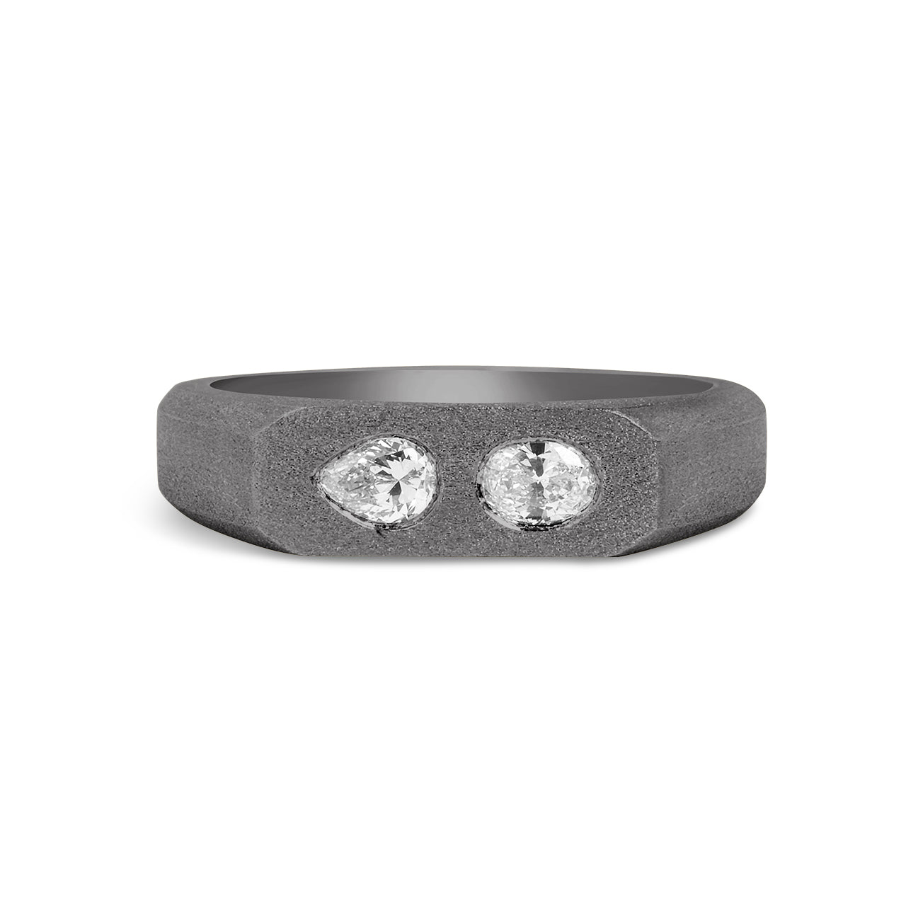Diamond Pear & Oval Flush Toi Et Moi Signet Band