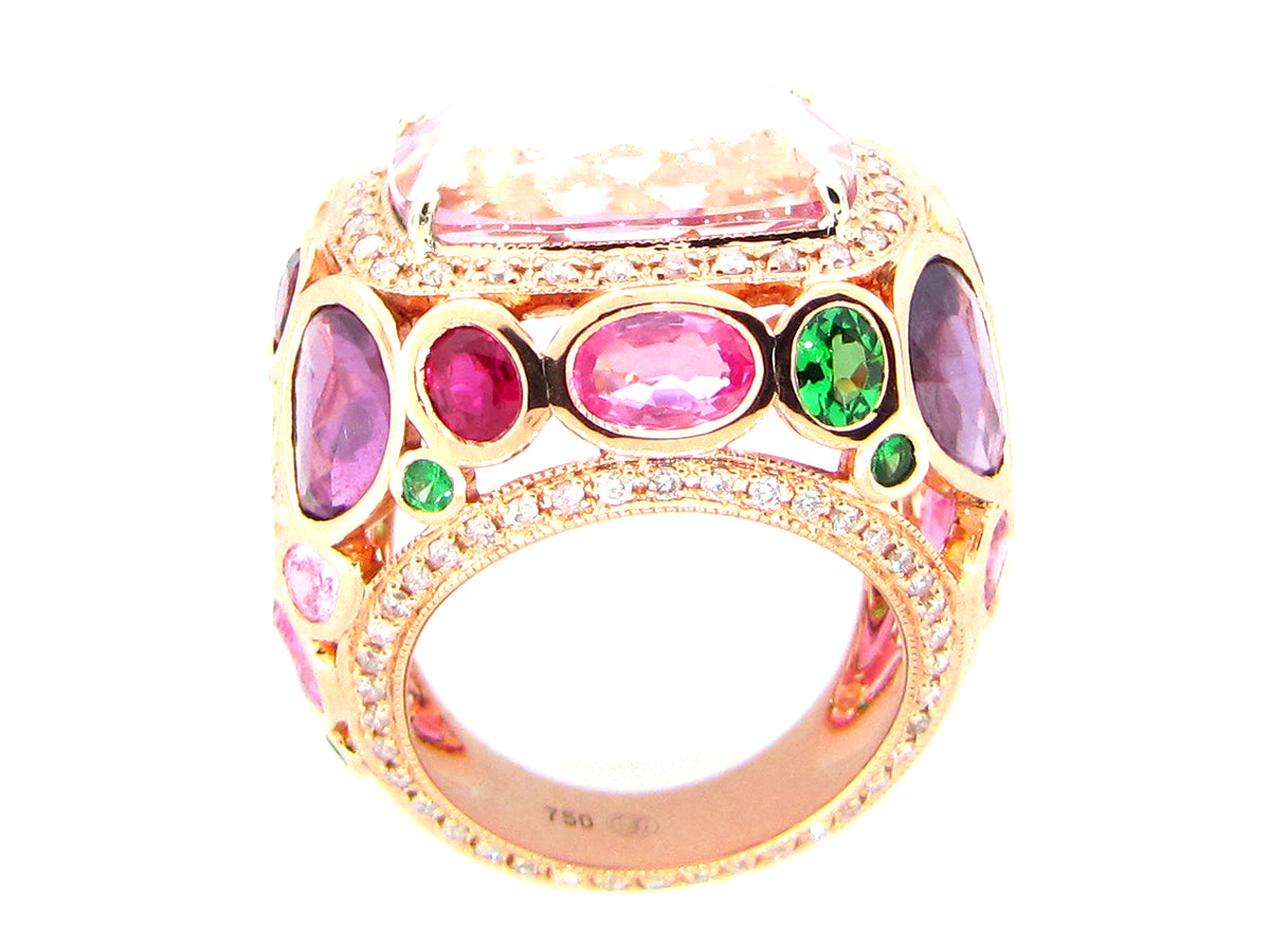 KUNZITE, DIA, PINK SAPP, TSAV, PURPLE SAPP & PINK TOURM, 18KR (H/N)