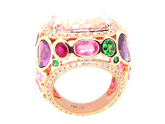 KUNZITE, DIA, PINK SAPP, TSAV, PURPLE SAPP & PINK TOURM, 18KR (H/N)