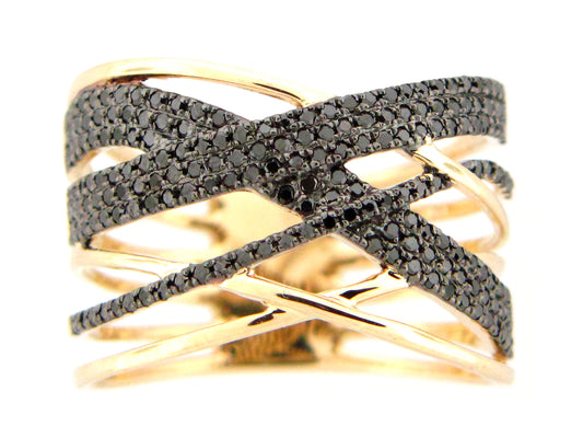 BLACK DIAMOND MULTI STRAND RING, 14KY (R)