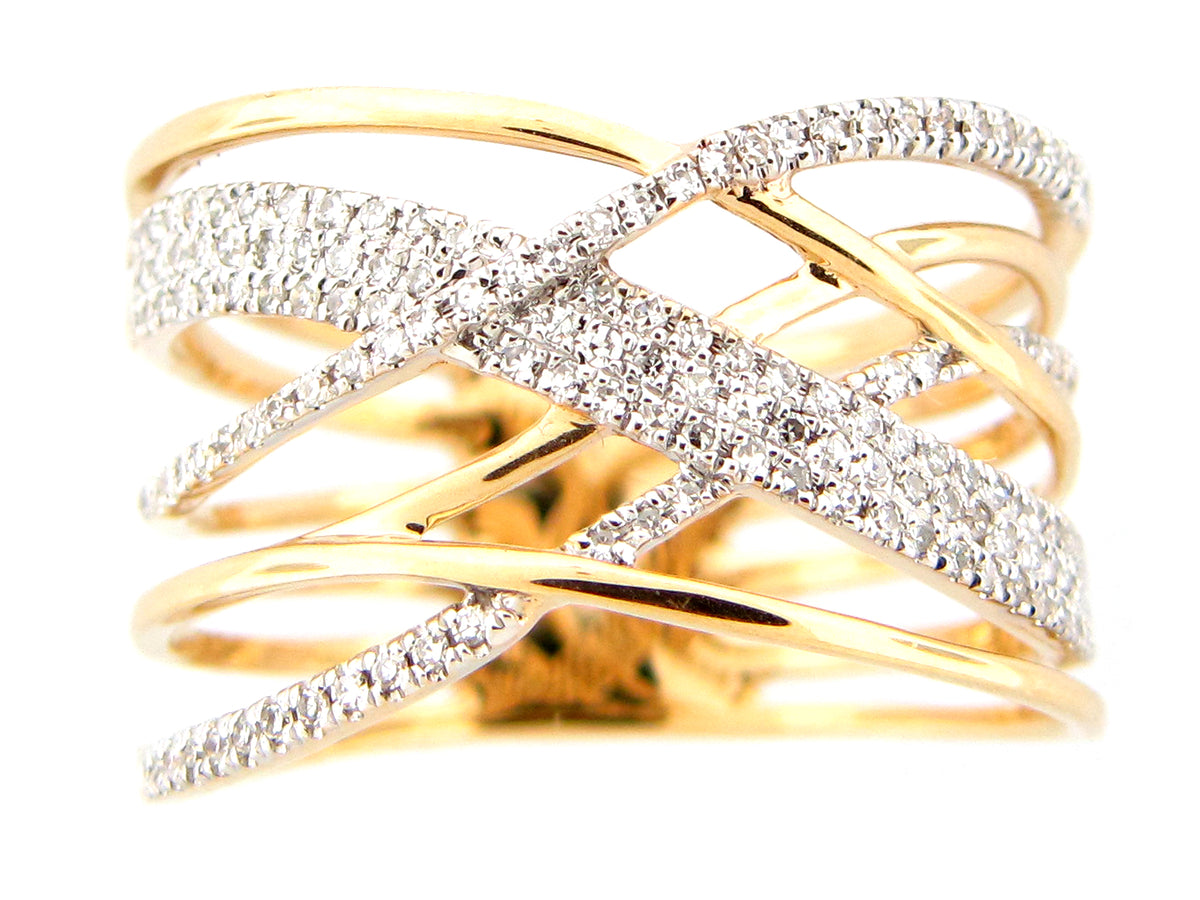 DIAMOND MULTI STRAND RING, SATIN FINISH, 14KY (N)