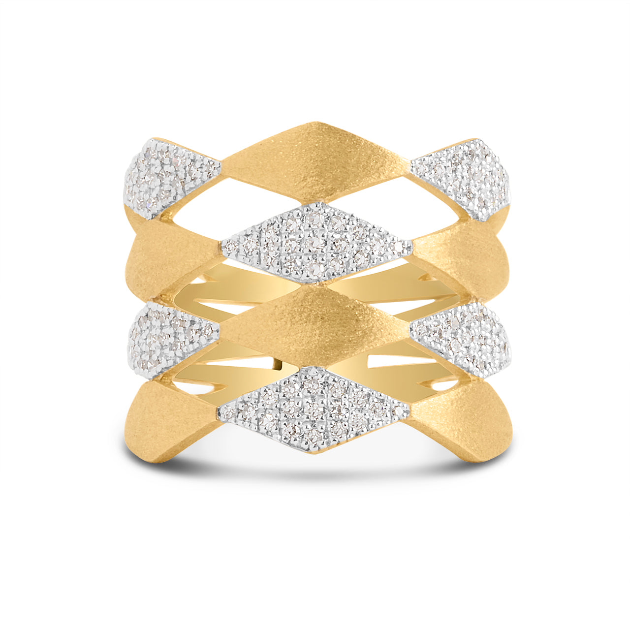 Diamond 4 Row Kite Ring