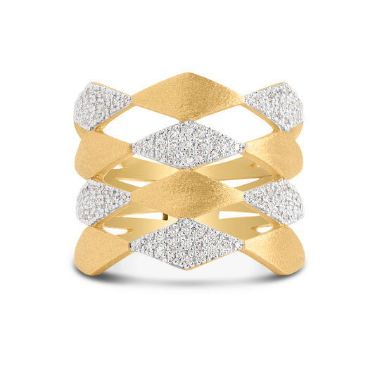 Diamond 4 Row Kite Ring