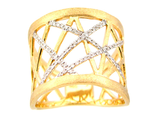 DIAMOND LATTICE RING, SATIN FINISH, 14KY (N)