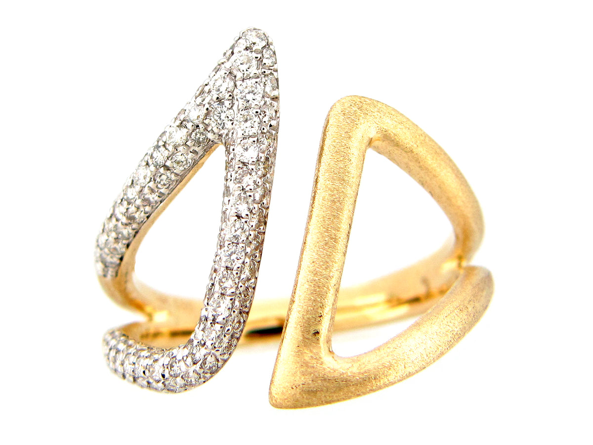 DIAMOND DUET RING, SATIN FINISH, 14KY (N)