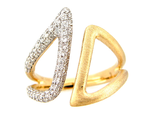 DIAMOND DUET RING, SATIN FINISH, 14KY (N)