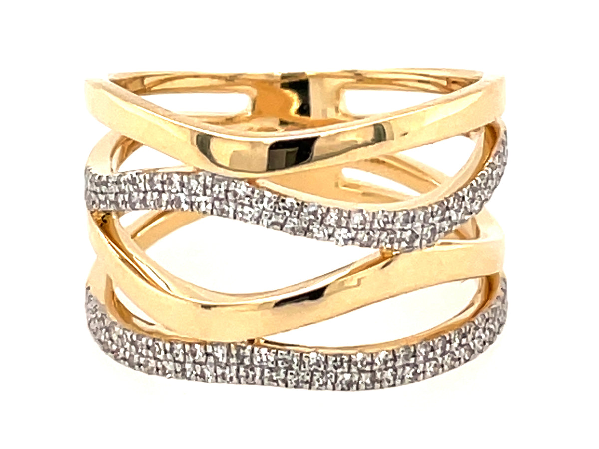DIAMOND WAVE RING, 14KY (N)