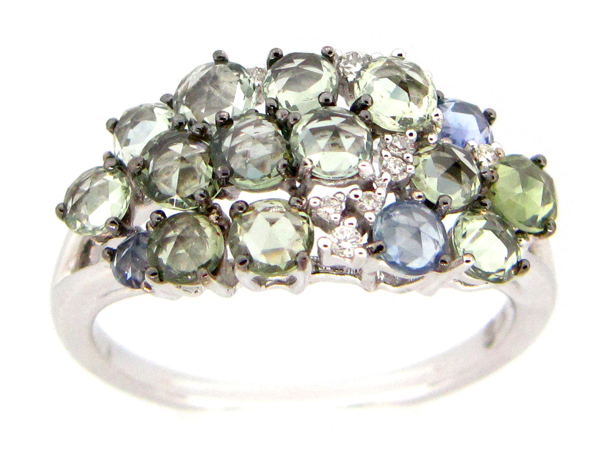MIX GREEN & BLUE SAPPHIRE RING, 14KW (H)