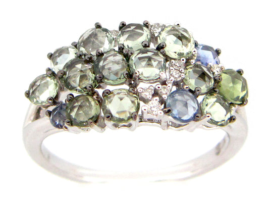 MIX GREEN & BLUE SAPPHIRE RING, 14KW (H)