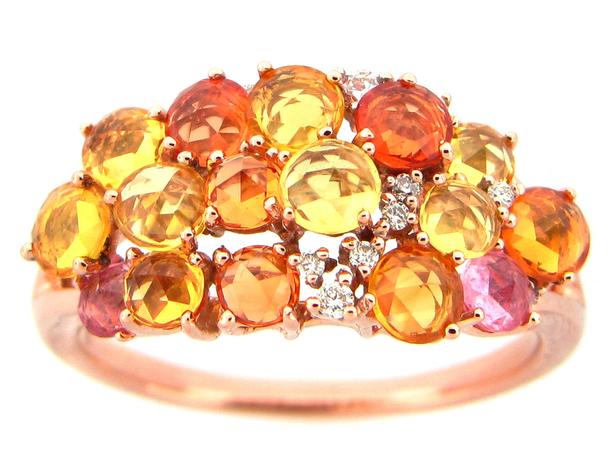 MIX  ORANGE SAPPHIRE RING, 14KR (H/U)