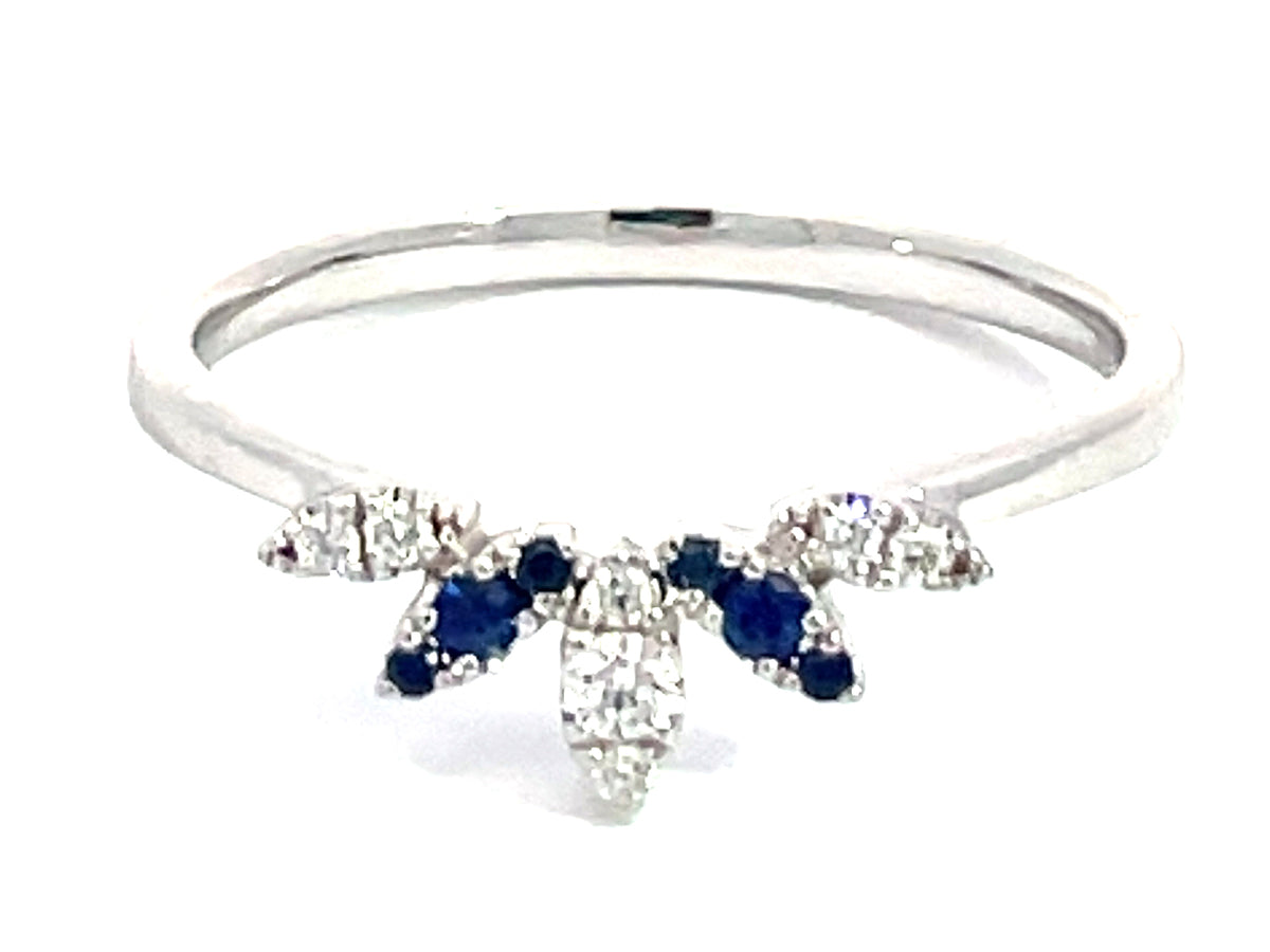 SAPPHIRE & DIAMOND ALTERNATING CROWN RING, 5MM