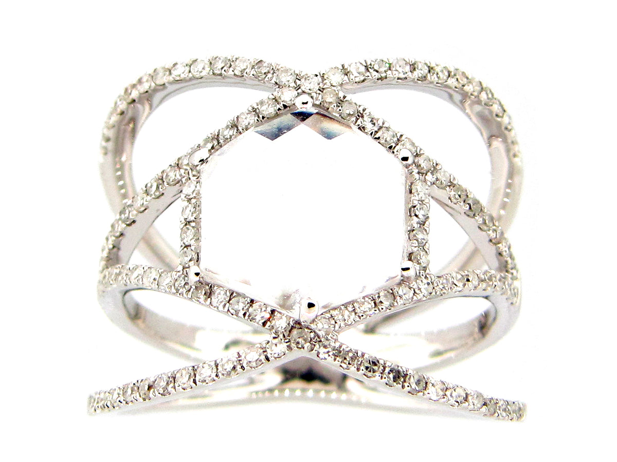 WHITE TOPAZ & DIAMOND RING, 14KW (H)