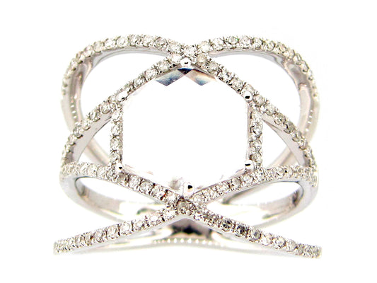 WHITE TOPAZ & DIAMOND RING, 14KW (H)