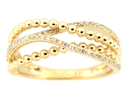 DIAMOND BEADED RING, 14KY (N)