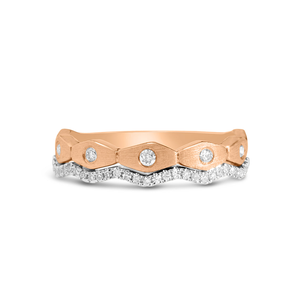 Diamond Geometric Wavy Duet Band