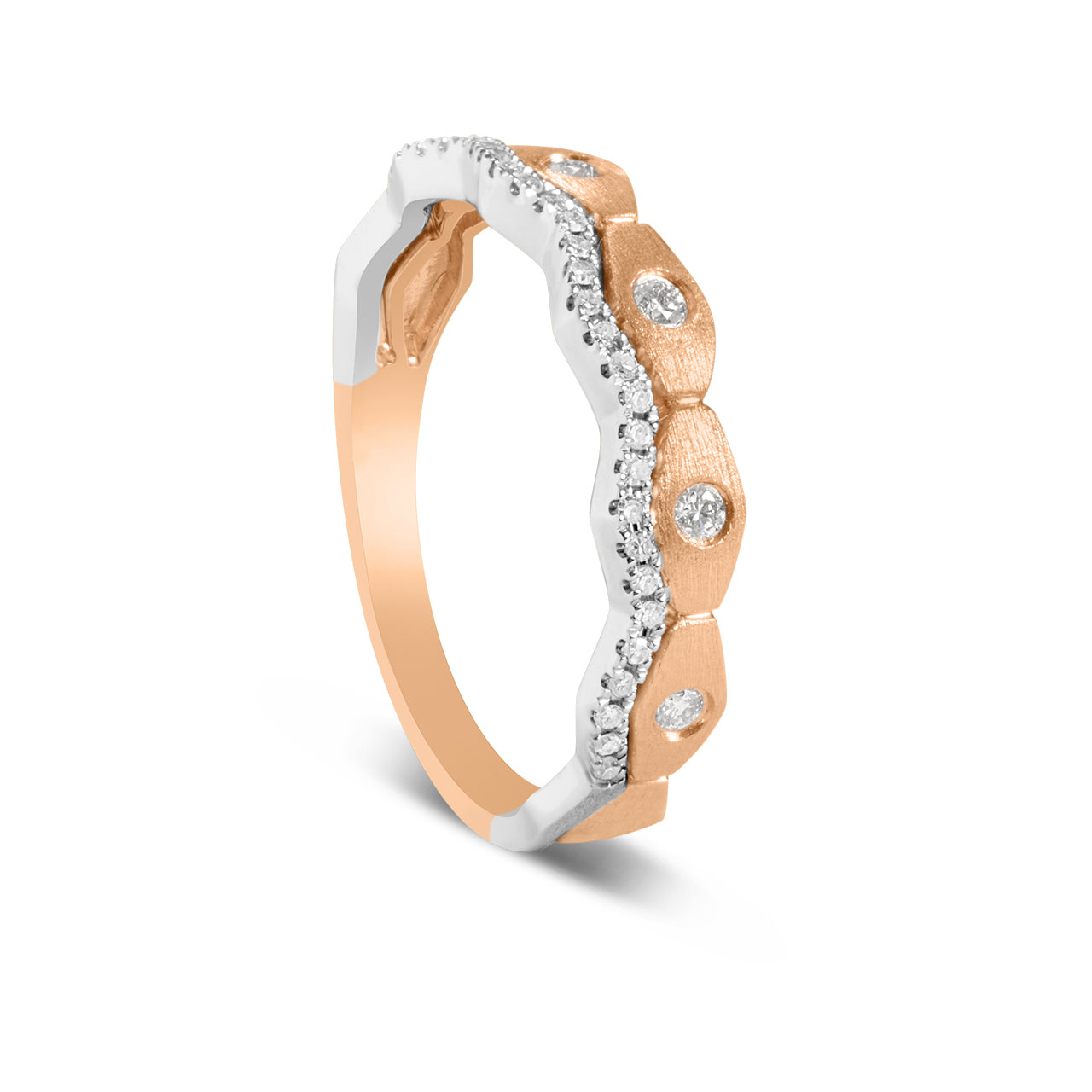 Diamond Geometric Wavy Duet Band