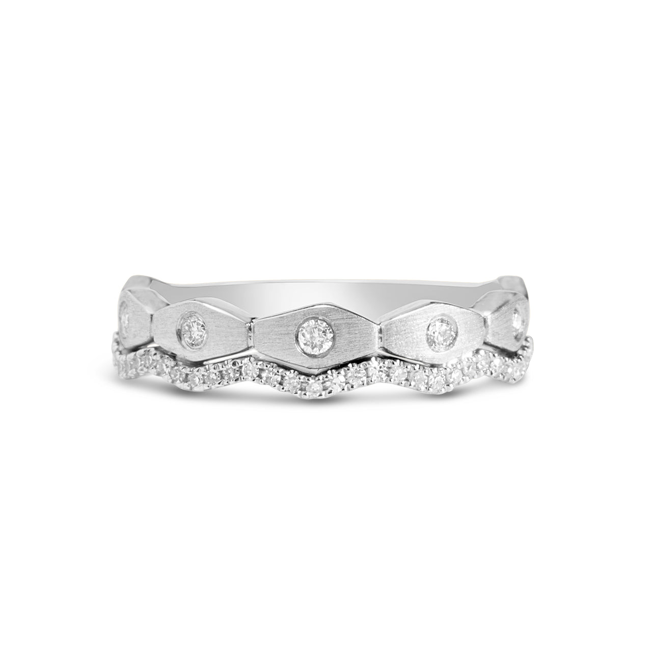 Diamond Geometric Wavy Duet Band
