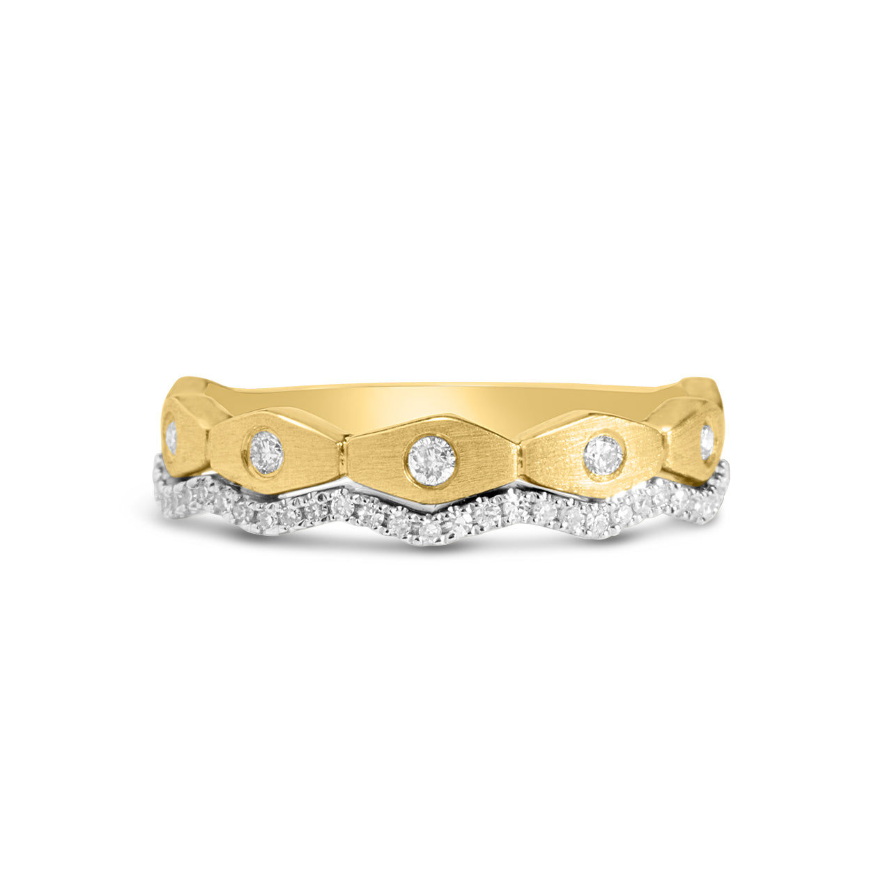 Diamond Geometric Wavy Duet Band