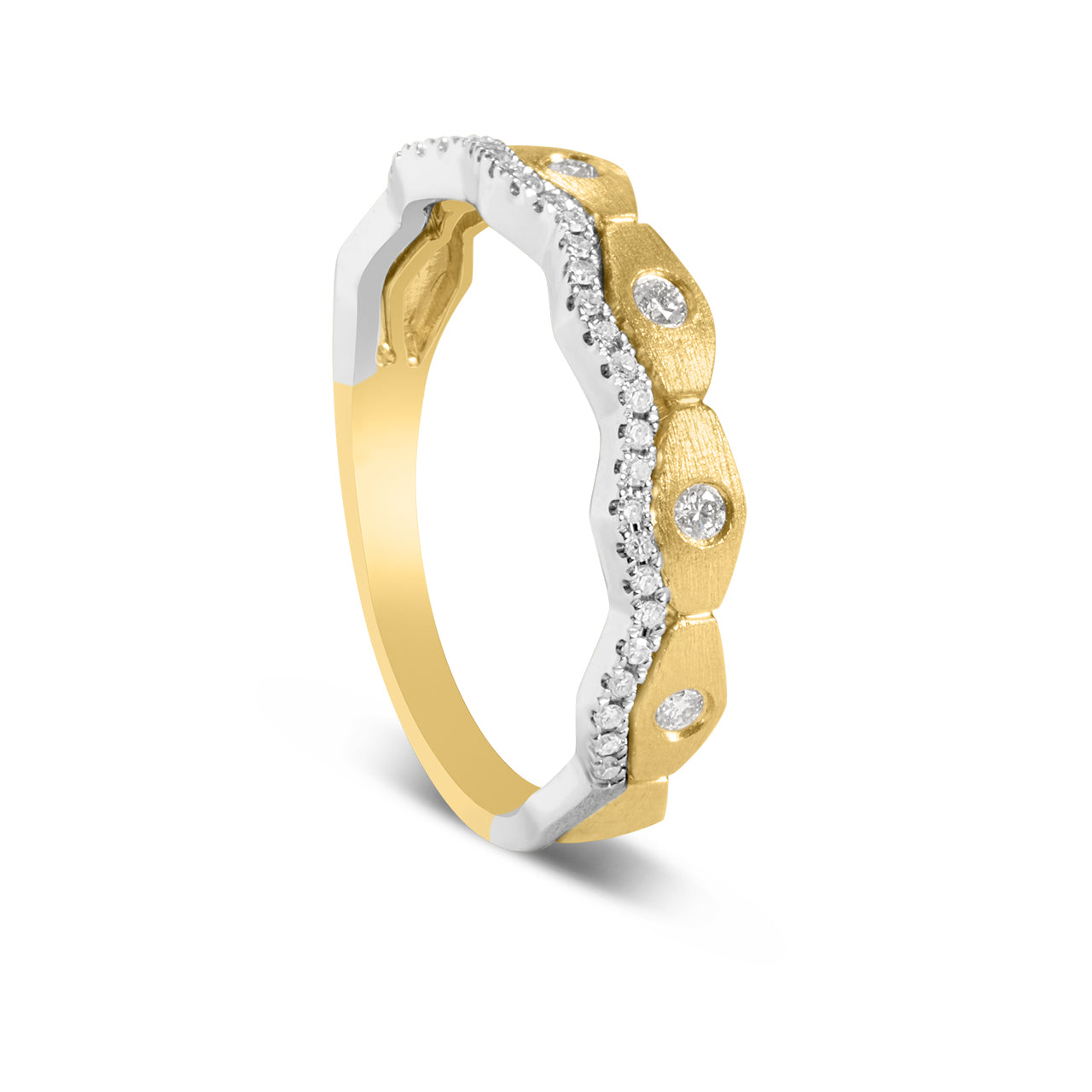 Diamond Geometric Wavy Duet Band
