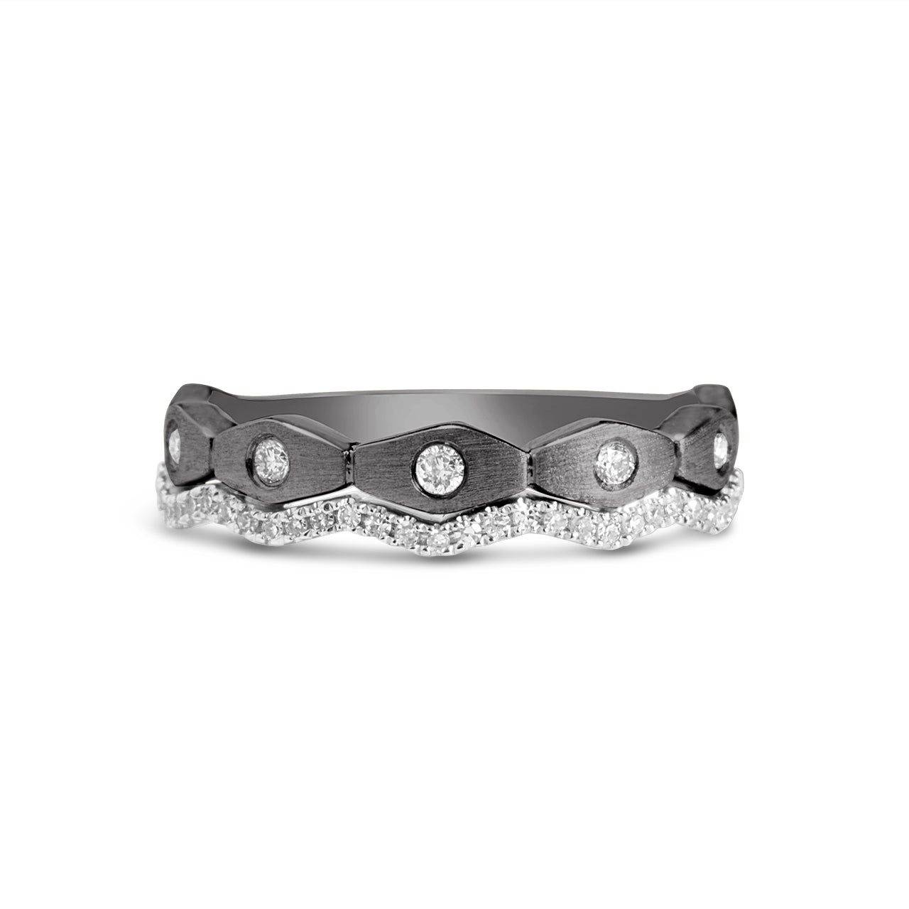 Diamond Geometric Wavy Duet Band