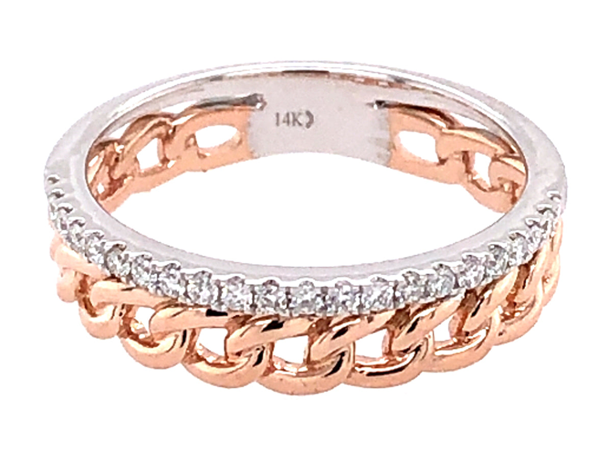 DIAMOND LINK RING, 14KWR (N)