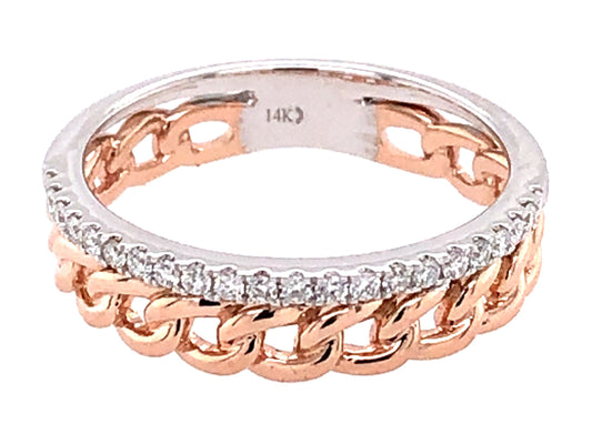 DIAMOND LINK RING, 14KWR (N)