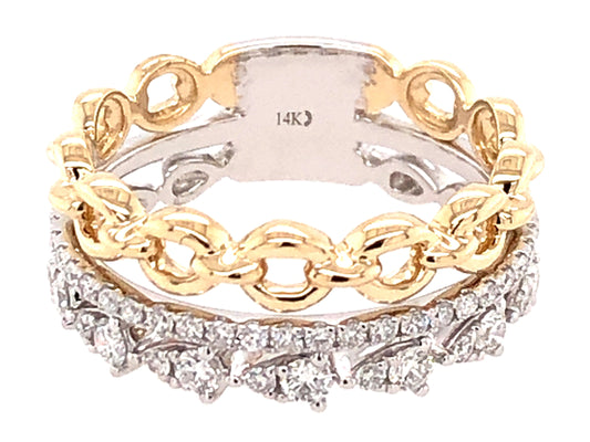 DIAMOND LINK STACK RING, 14KWY (N)