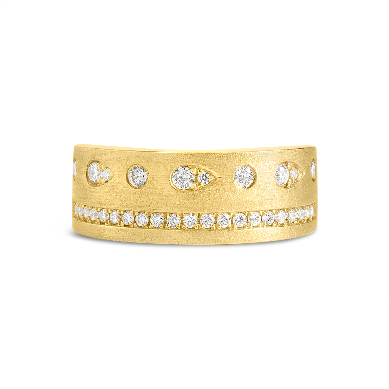 Diamond Flush Line & Dot Ring