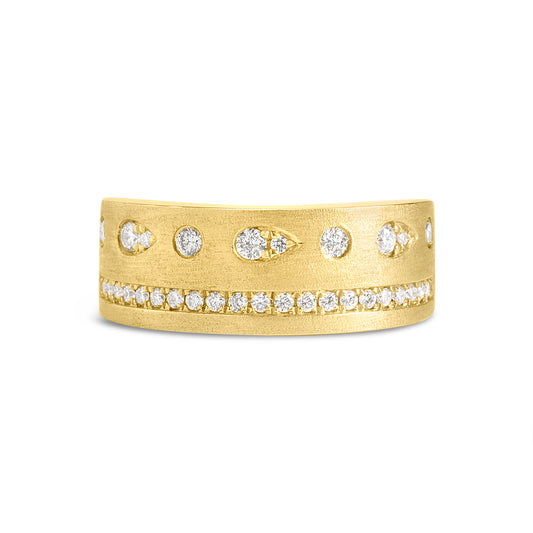 Diamond Flush Line & Dot Ring