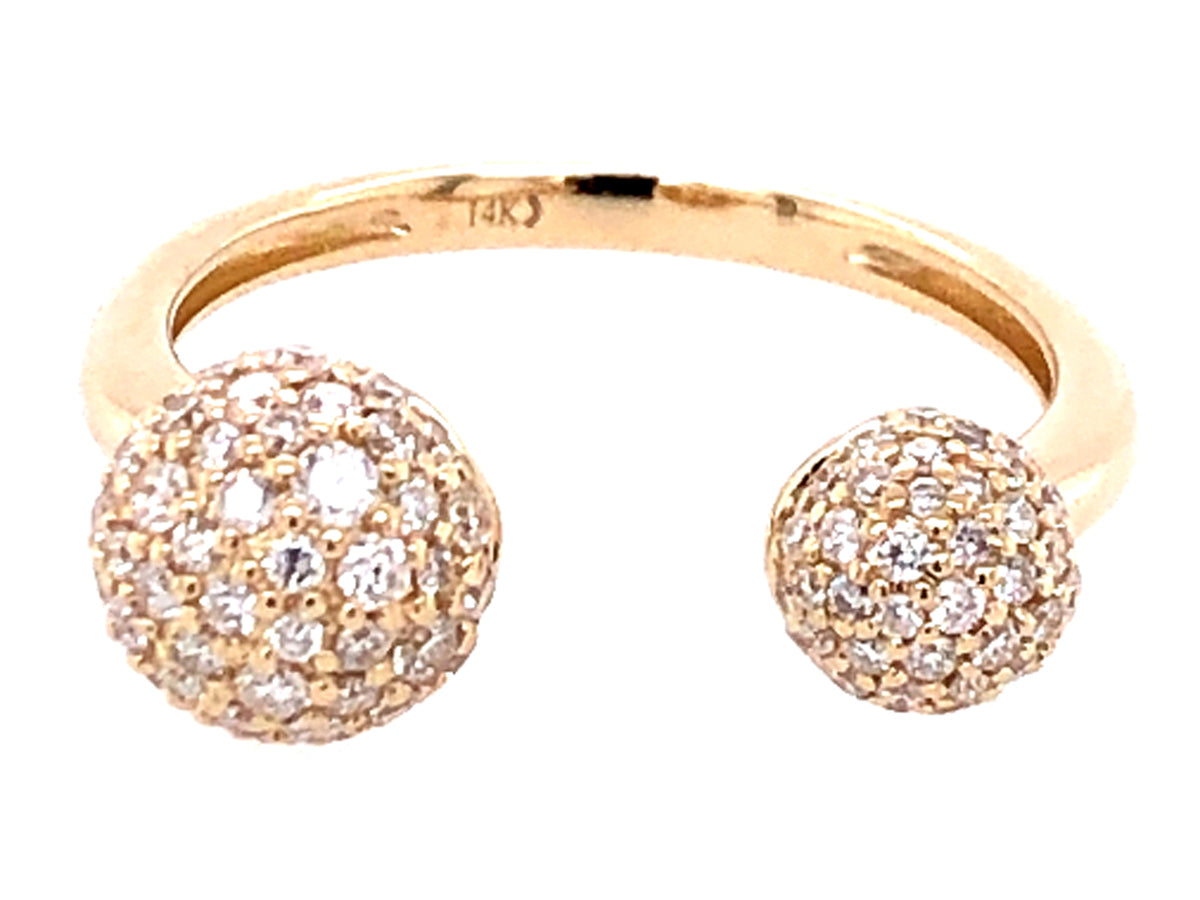 DIAMOND PAVE BALL OPEN RING, 14KY (N)