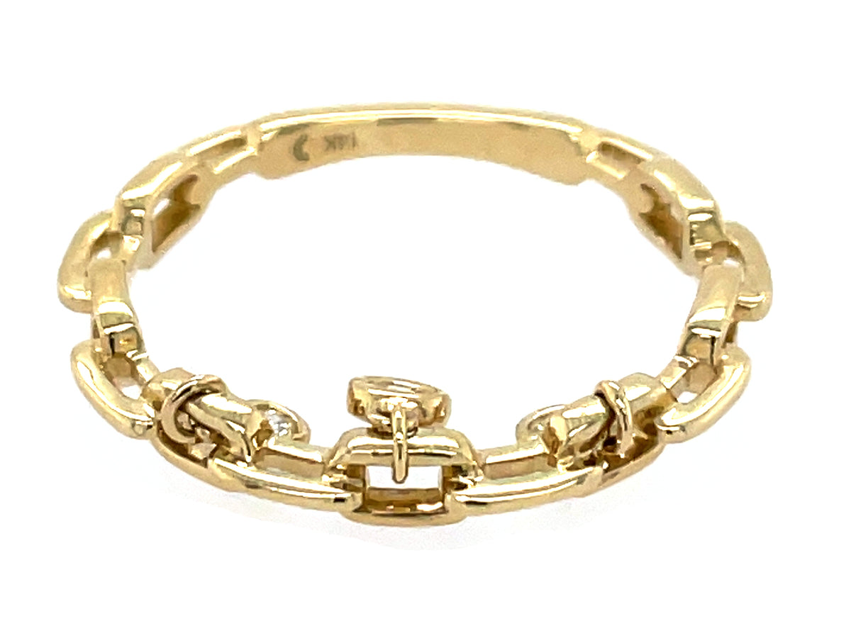 DIAMOND LINK 3 CHARM RING