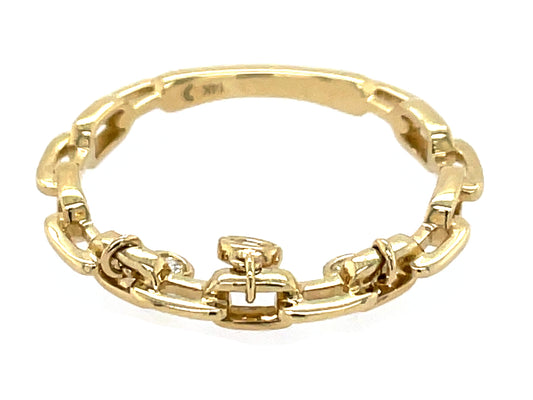DIAMOND LINK 3 CHARM RING