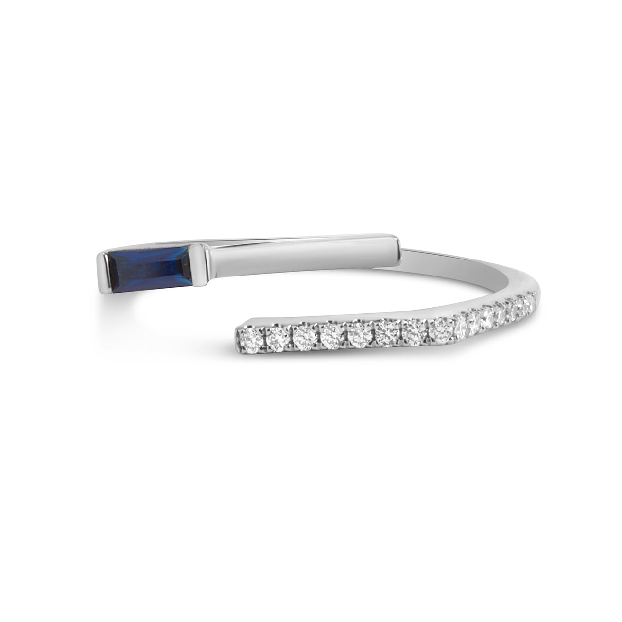 Sapphire & Diamond Bypass Square Ring