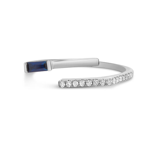 Sapphire & Diamond Bypass Square Ring