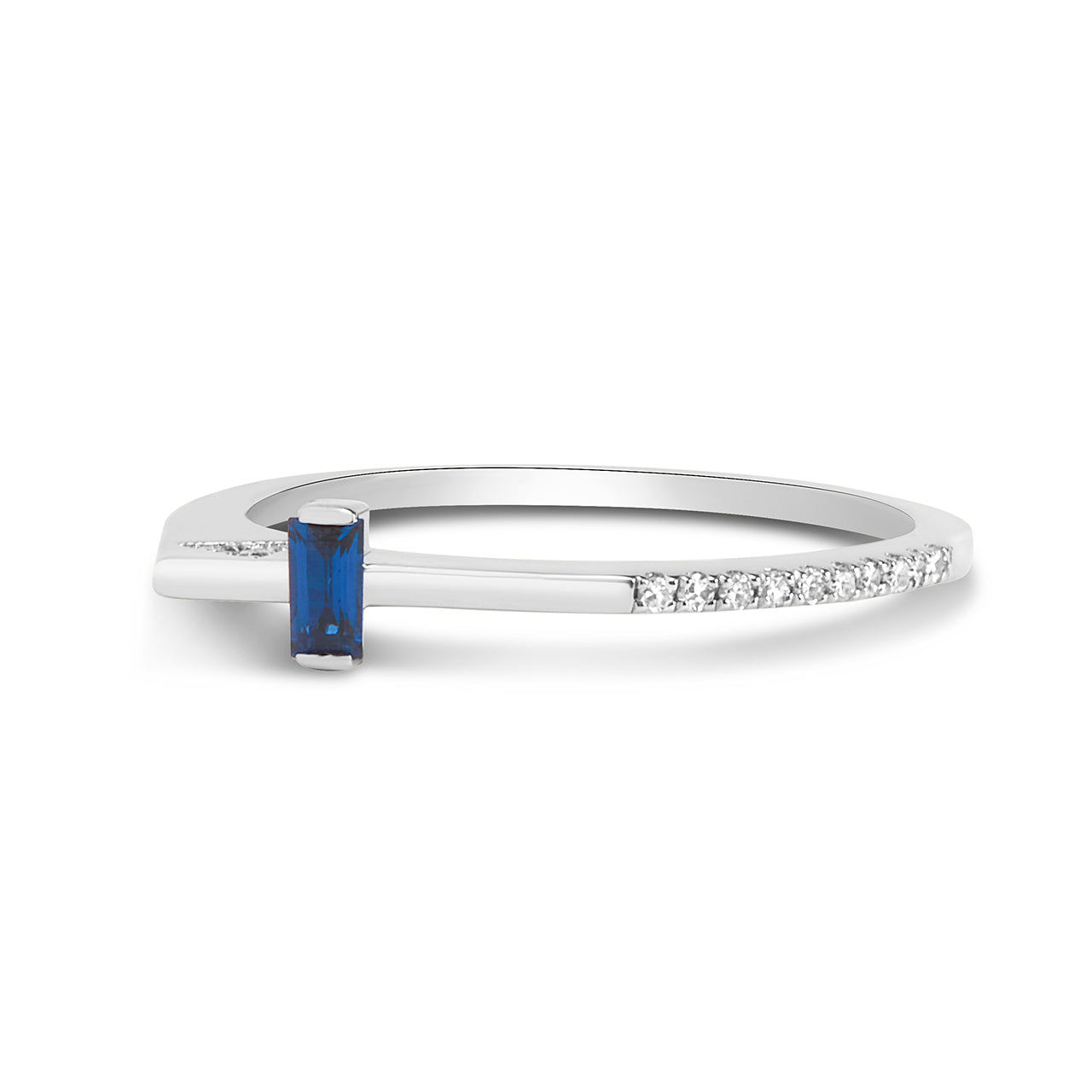 Sapphire & Diamond Offset Square Ring