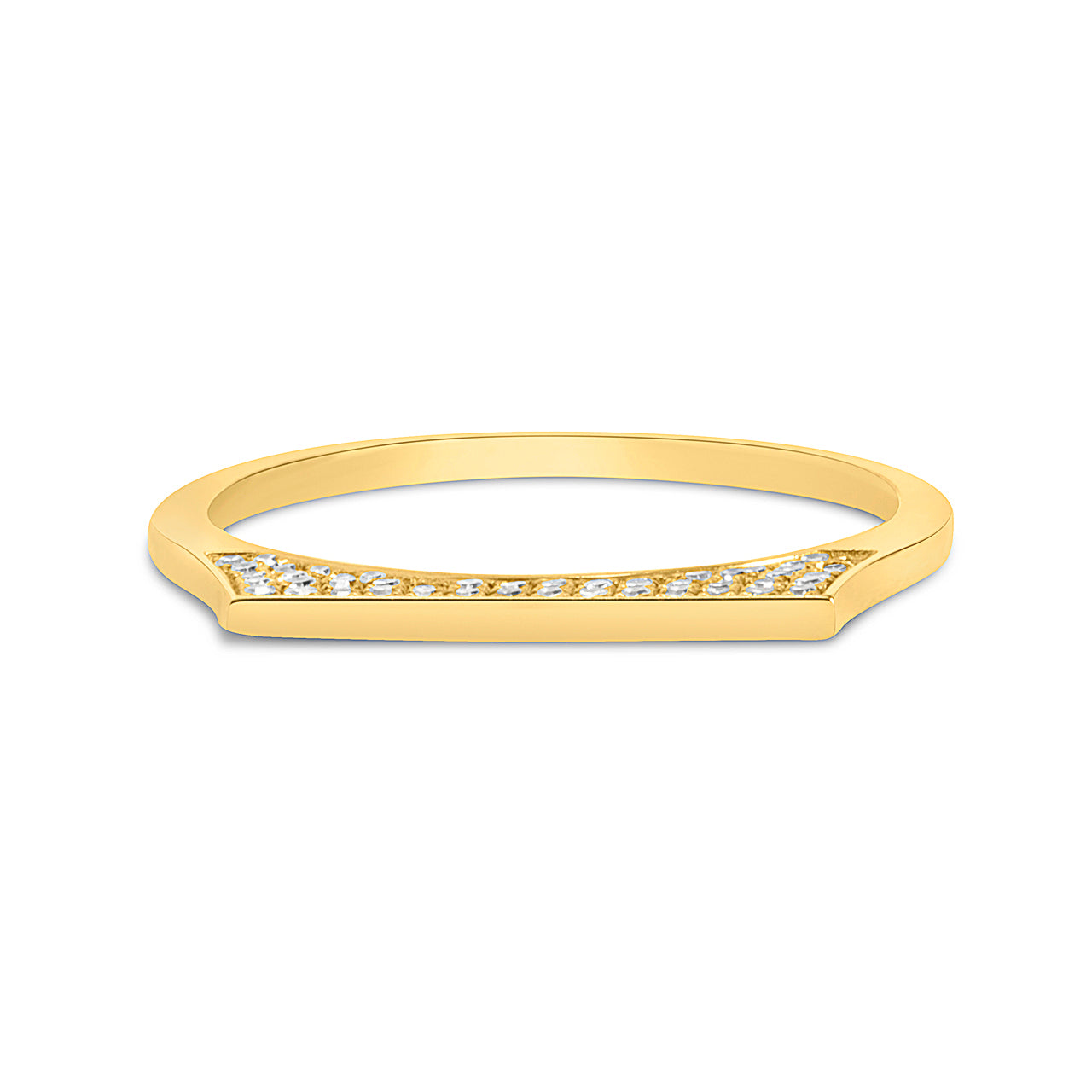 Diamond Pave Flat Square Ring