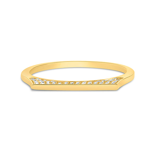 Diamond Pave Flat Square Ring