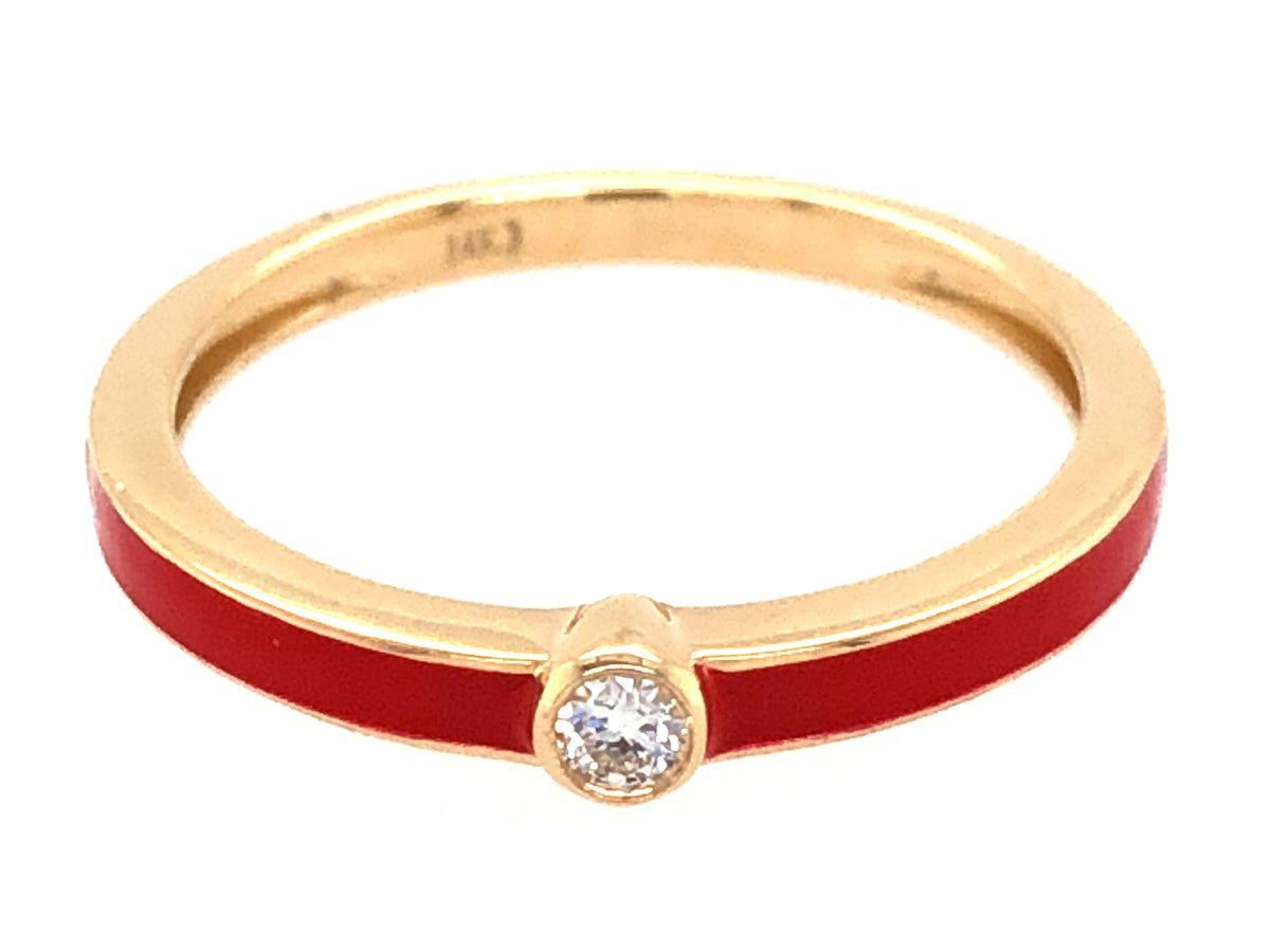 DIAMOND RED ENAMEL RING